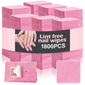 EyvirQic 1800Pcs Lint Free Nail Wipes, Pink No Lint Nail Wipes for Gel Nails Lint Free Polish Remover, Wipe Off Eyelash Extension Glue, Nail Cleaning Pad Supplies