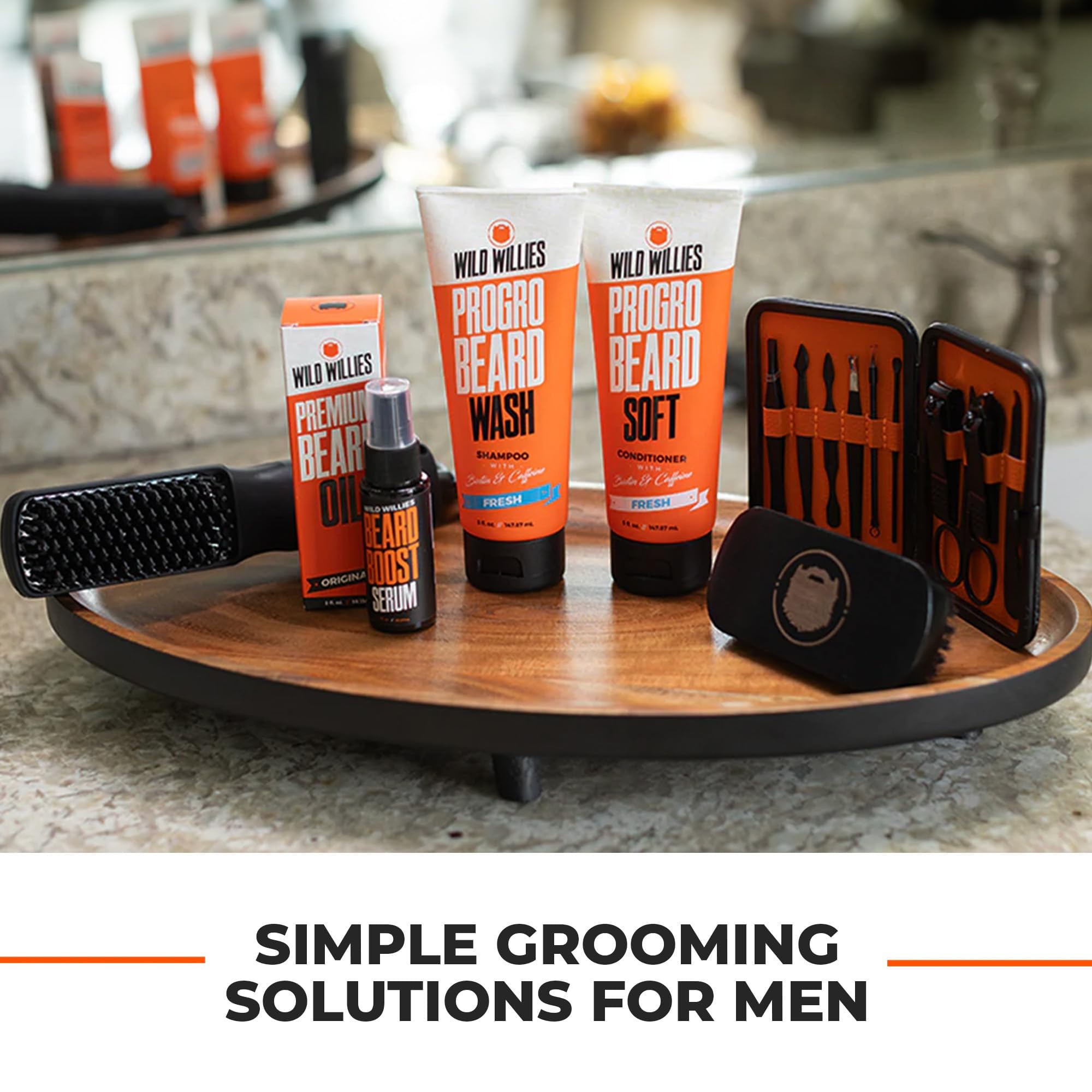 Wild Willies Round Brush and Conditioner Kit - The Better Brush for Styling Hair or Beard, with PROGRO - Softening, Hydrating, Strengthening & Nourishing for a Healthy Look