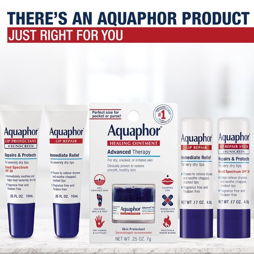 Aquaphor Lip Repair Ointment - Moisturizing Lip Balm for Dryness Relief | 0.35 oz Tube, Pack of 2