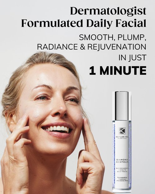 KAPLAN MD Diamond Contour Supercharged 1 Minute Daily Facial - Anti-Aging Serum for Face with Exfoliating Crushed Diamonds & Fruit Enzymes - Radiant & Smooth Skin for Women of All Ages - 1.35 fl oz