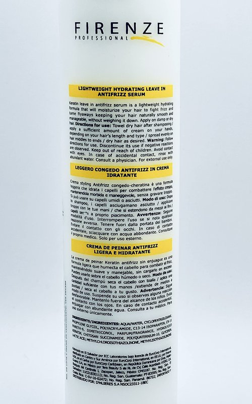 Firenze Professional Keratin (KAS) Hydrating Anti-Frizz Serum 300ml/10.1 fl oz – Smoothing & Shine Treatment for Dry or Frizzy Hair