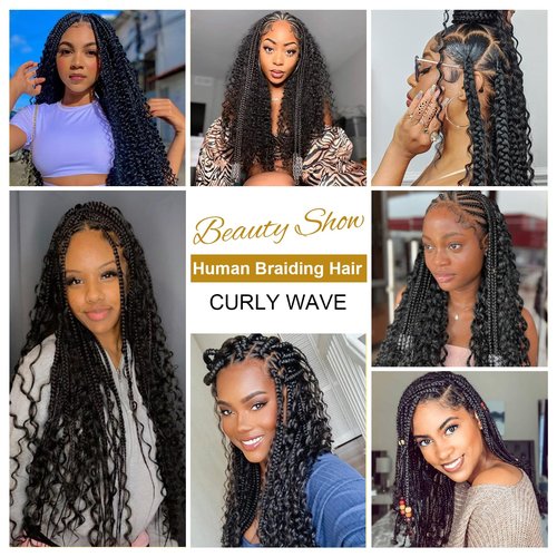Human Braiding Hair Curly Bulk Human Hair for Braiding No Weft Human Hair Bundles for Braiding Wet and Wavy Human Hair Braiding Hair for Boho Box Braids 100g Per Pack 18 Inch