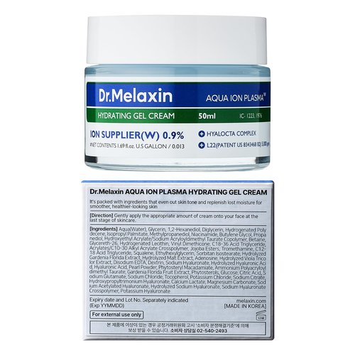 Dr.Melaxin Aqua Ion Plasma Hydrating Gel Cream for Dry & Sensitive Skin, Facial Moisturizing, Korean Skincare 50ml, 1.69 fl.oz