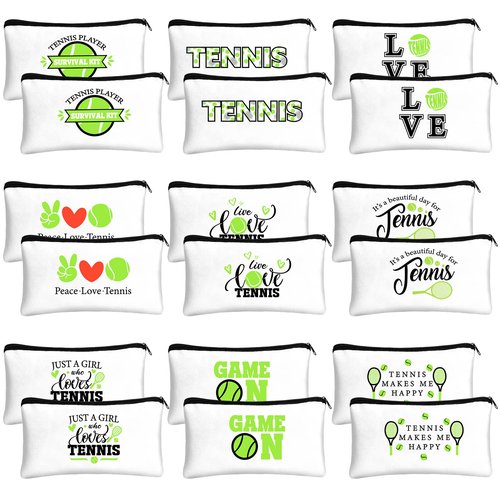 Kacctyen 18 Pcs Tennis Gifts for Women Tennis Accessories Pouch Bag with Zippers for Travel Player Team Birthday Gift