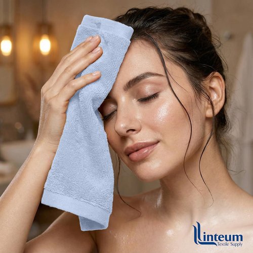 Linteum Textile Supply Premium 12x12 Washcloth (Light Blue) – 100% Cotton Zero Twist Towels | Absorbent, Quick Dry, Durable for Bathroom, Spa, Gym (12 Pack)