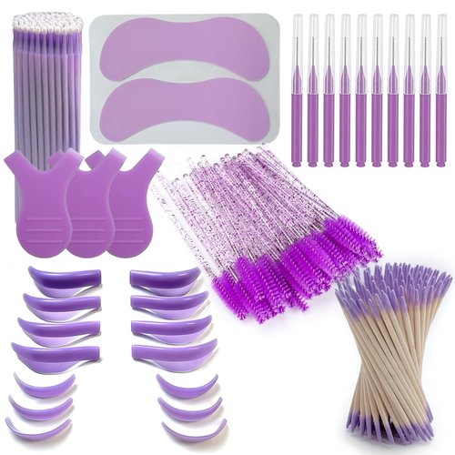 Lash Lift & Tint Kit Accessories – 279-Piece Eyelash Perm Tools with Silicone Shields (7 Sizes), Y-Comb Tools, Eye Pads, Micro Brushes, Cotton Applicators & Mascara Wands