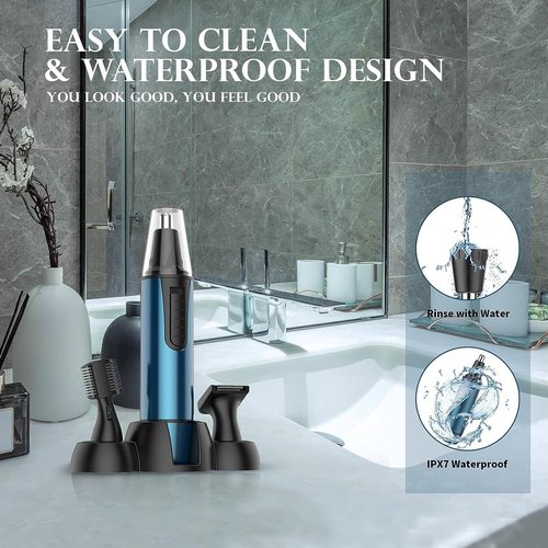 AREYZIN Nose Hair Trimmer for Men,2025 Professional 3 in 1 Painless Rechargeable Ear and Nose Trimmer,IPX7 Waterproof Eyebrow Facial Hair Trimmer Body Grooming Kit Dual Edge Blades