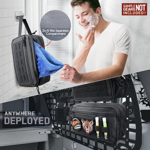 RXW Toiletry Bag for Men, Tactical Dopp Kit Military Hygiene Bag Mens Toiletry Travel Bag MOLLE EDC Pouch Small Toiltries Travel Bathroom Shaving Kit Shower Bags