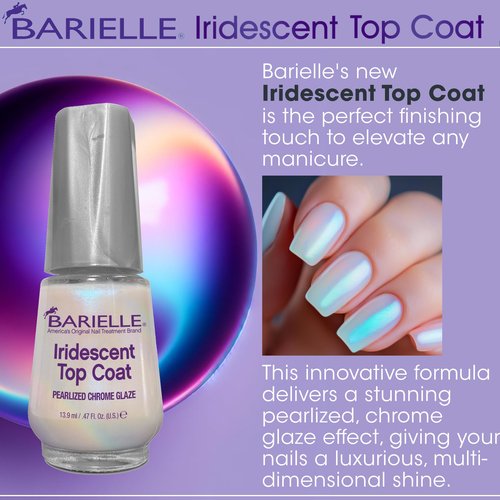 BARIELLE Iridescent Top Coat .47 oz. - Pearlized Chrome Glaze Nail Polish Top Coat