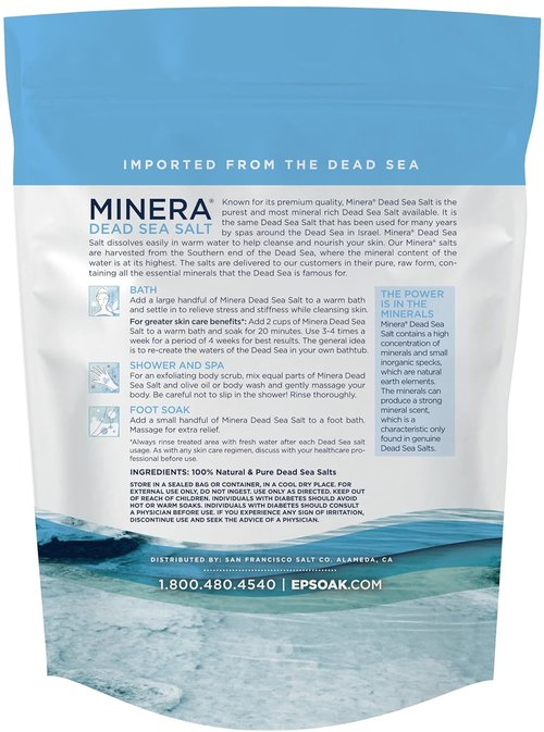 Minera Fine Grain Dead Sea Salt - 100% Pure & Natural Bath Soaks | 5 lbs, Fast-Dissolving, Unscented