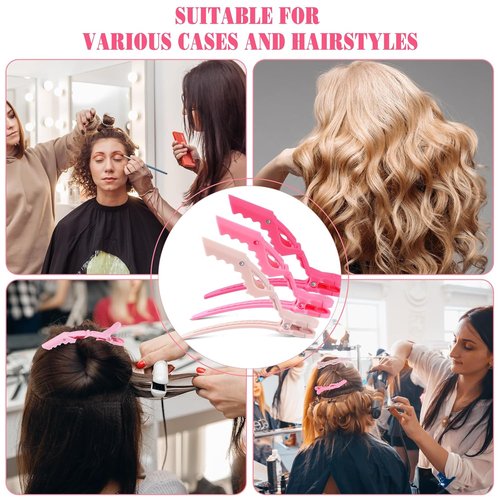 Havawish 12 Pcs Matte Alligator Hair Clips - Stylish Crocodile Clips for Women | Pink