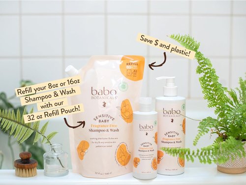 Babo Botanicals 2-in-1 Fragrance-Free Shampoo & Wash - Gentle Shea Butter & Aloe Vera - EWG Verified, Vegan