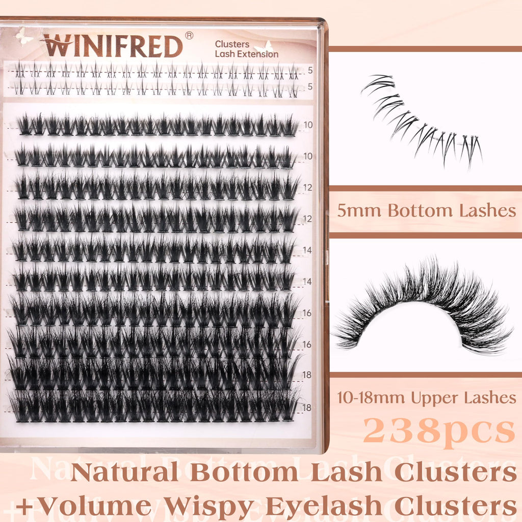 Wispy Lash Clusters with Bottom Lashes Eyelash Clusters C Curvature Cluster Eyelash Extensions 10-18mm Individual Lashes DIY Lashes Clusters Thick Volume by Winifred