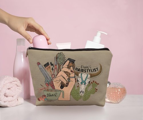 uinwk Western Hairstylist Gifts - Badass Cosmetology Graduation Makeup Bag