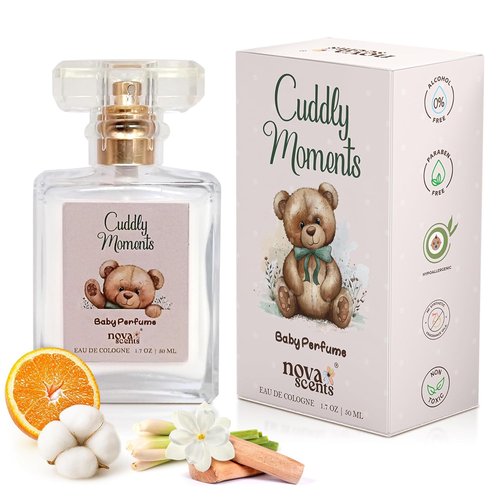 Nova Scents Baby Cologne - Alcohol Free, Hypoallergenic Floral Perfume for Babies | 1.7oz, 50ml - Cuddly Moments