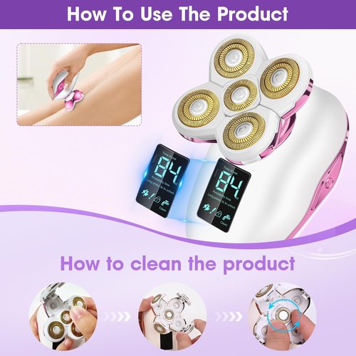 Electric Razors for Women Legs-5D Magnetic Detachable Head Flawless Razor-IPX7 Waterproof Wet Dry Cordless Trimmer-USB Rechargeable Travel Kit