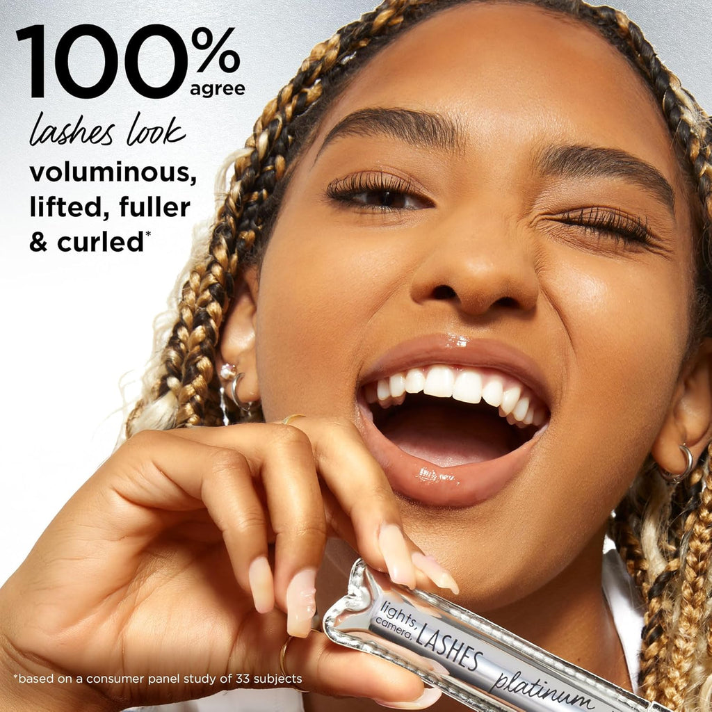 Tarte Lights, Camera, Lashes Platinum Volumizing Mascara - Black Tinted Peptide Formula for Volume & Length, Vegan & Cruelty-Free