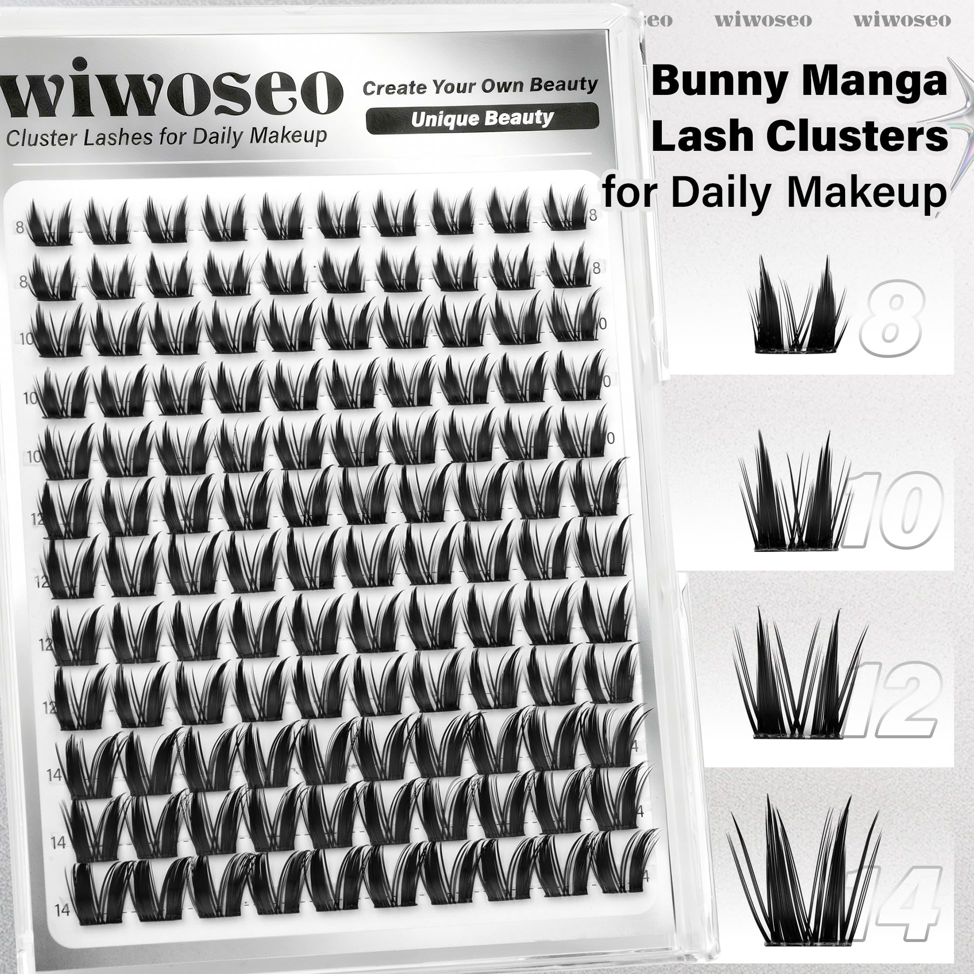 wiwoseo Bunny Lash Clusters Manga Lash Clusters Fairy Lashes Clusters with Spikes Wet Look Eyelash Clusters Flaunt Eyelash Extensions Manga Eyelash Clusters Spiky Lashes Clusters for Beginners