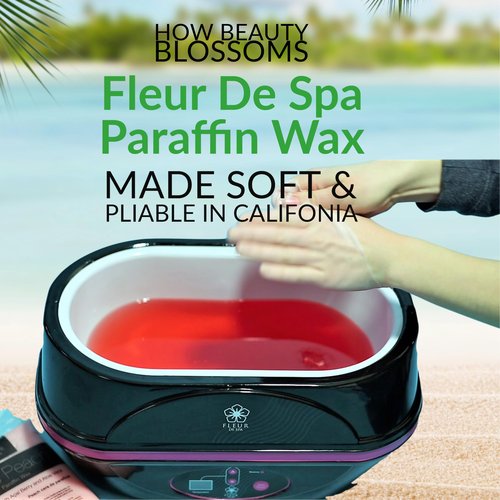 Paraffin Wax Refills 4lb by FLEUR DE SPA – Made in USA – Infused with Coconut & Jojoba Oils – Moisturizing, Hydrating & Soothing for Hands, Feet & Body – Spa & Home Use (4lb box, Peach)