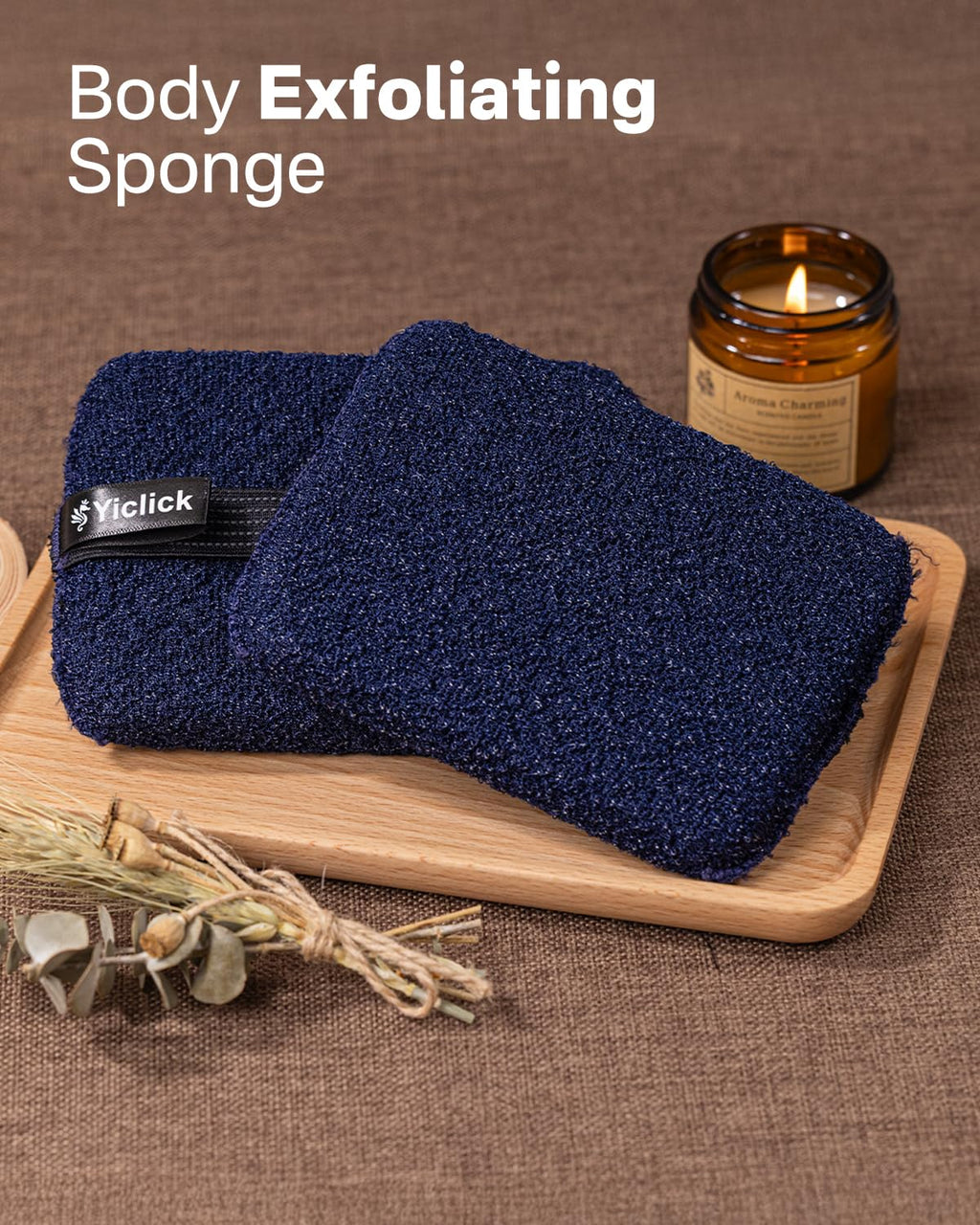 Yiclick Exfoliating Body Scrubber (2 Pack), Exfoliating Body Sponge for Shower Bath, Body Exfoliator Scrubber, Dead Skin Exfoliator for Body Scrub, Exfoliating Loofah Washcloth Gloves with Handle