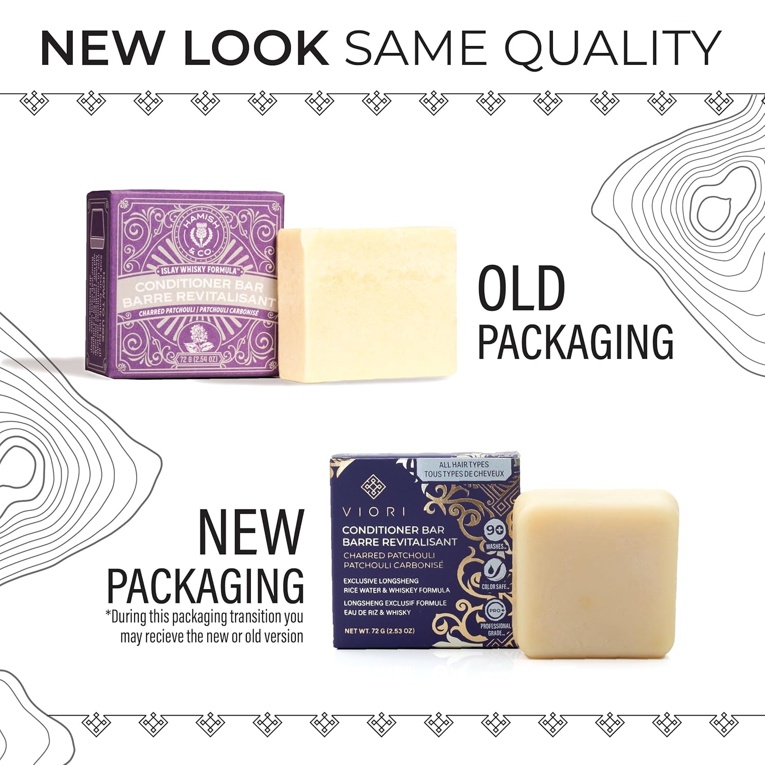 Viori Hamish & Co. Conditioner Bar for Men - Charred Patchouli, Whiskey Infused, Natural & Handcrafted in Scotland