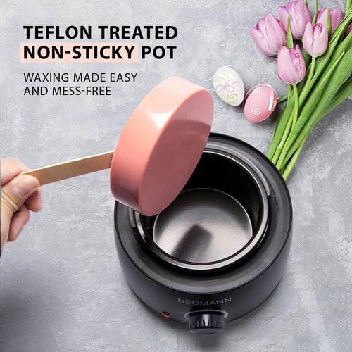 NEOMANN Waxer II Waxing Kit for Women and Men Non-Sticky, Teflon-Coated - Wax Warmer for Hair Removal incl. 300g Wax Beads, 20 Spatulas