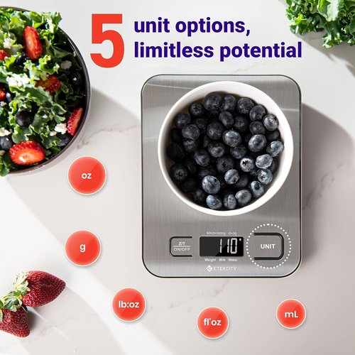 Etekcity Digital Food Kitchen Scale - Accurate Grams & Ounces for Weight Loss & Meal Prep | Medium 304 Stainless Steel