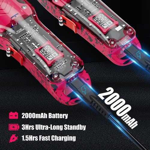 Tuanchuanrp Professional Hair Clippers for Men, Cordless Barber kit for Hair Cutting & Grooming, Hair Clippers and Trimmer Set for Barber Haircut with LED Display, 8 Fade Taper Combs(Pink Set)