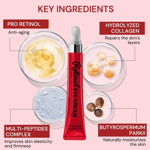 Retinol Eye Cream Anti Aging: Instant Eye Tightener & Wrinkle Repair Moisturizer - Under Eye Bags Treatment for Women - Peptide Eye Serum Reduce Dark Circles & Puffiness, 0.85 fl.oz