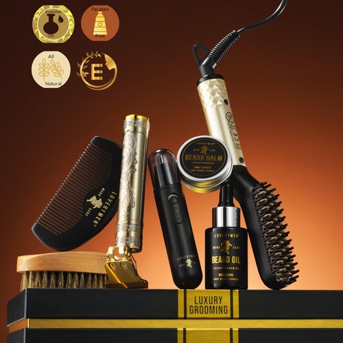 Gifts for Men Who Have Everything, Birthday Gifts for Him, Grooming Beard Kit, Beard Trimmer, Nose Hair Trimmer, Hair Straightener Brush, Oil, Balm & More, 15pc Men Care Kit, Dad Gifts