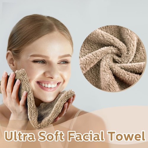 Newwiee 100 Pcs Washcloths Quick Drying Bathroom Wash Clothes 12 x 12 Inch Face Towels Microfiber Soft Wash Rags Bulk for Your Face and Body Facial Towels for Spa Fingertip Towel(Brown)