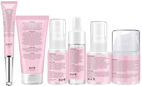 Skin Care Set,6 Pcs Korean Snail Mucin Essence Anti-aging Moisturize Repair Soothe Hydrate,Glass Skincare Gift Kit for Dull & Dry Skin,Self Care Skincare Gifts for Women Mother Mom Wife Teenage Girls