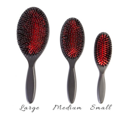 Premium German Hair Brush - Wild Boar Bristle & Nylon Pins for Smoothing Medium to Thick Hair | Handmade Travel Size