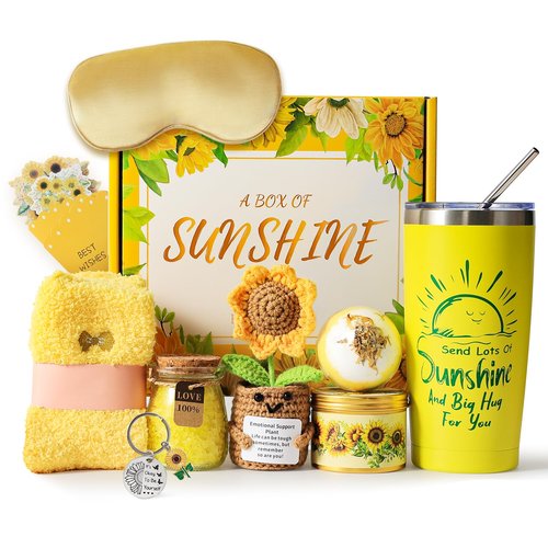 Valentine Day Gift for Her Basket,10pcs Self-Care Spa Get Well Soon Gift Box, Relaxation Gift Basket for Mom Wife Friends, Birthday Sunshine Gifts for Women Who Have Everything