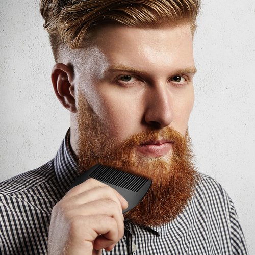Boao 2 Pcs Metal Hair Combs for Women Men Stainless Steel Beard Mustache Comb Credit Card Size Lice Wallet Pocket Fine Cutting Teasing Barber Hair Styling Dandruff Remove Dreadlock(Black)