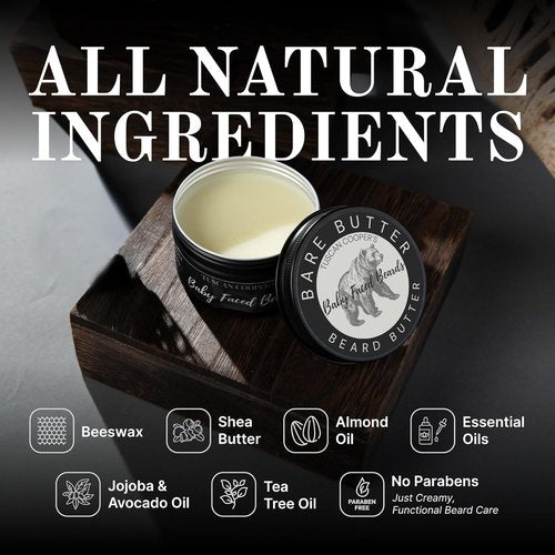 Tuscan Cooper's Beard Butter - Moisturizing Balm for All Hair Types | 4oz Unscented Hydration & Conditioning