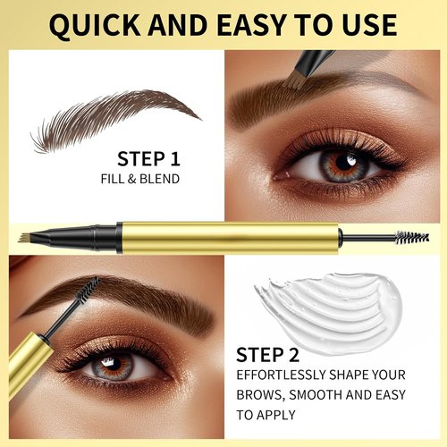 Skiennix 2-In-1 Long-Lasting Eyebrow Pencil & Brow Gel - Light Brown & Dark Brown Shades