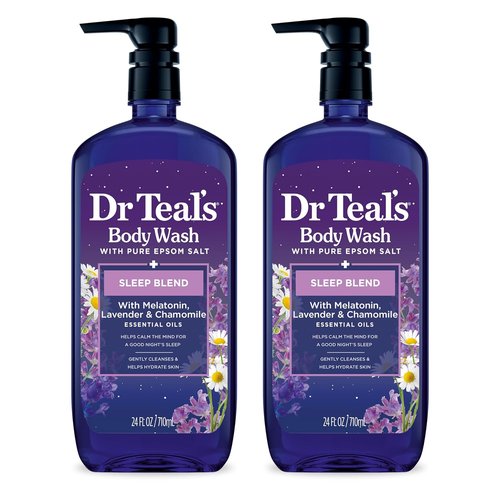 Dr Teal's Sleep Blend Body Wash - Relaxing Epsom Salt & Melatonin Formula | 24 fl oz (Pack of 2)