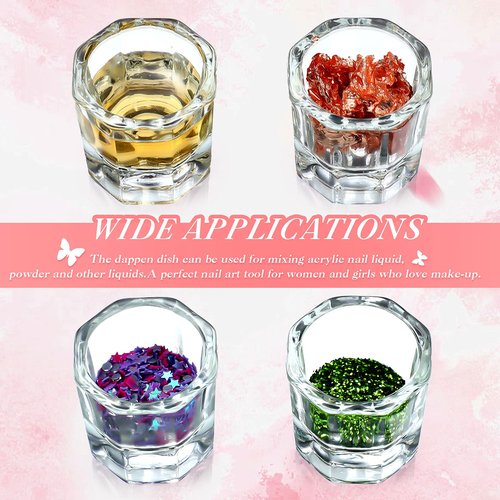 Cunhill 12 Pieces Dappen Dishes for Acrylic Nails Monomer Liquid Powder Glass Cups Clear Crystal Bowls Holders for Nail Extension Supplies