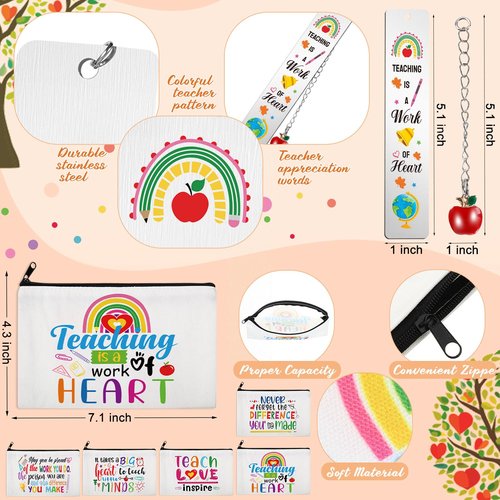 Resholder 25 Pcs Teachers Appreciation Gift for Women Teacher Kraft Paper Bags Makeup Bags Sticky Notes Ballpoint Pens and Bookmarks Graduation Gifts for Tutor Appreciation Week Gift Sets Bulk
