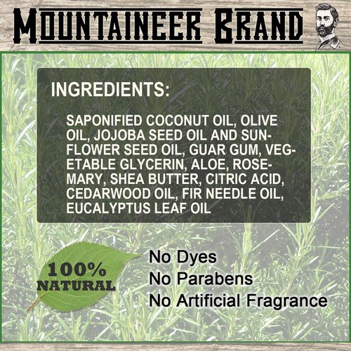 Mountaineer Brand Beard Wash for Men | 100% Natural Beard Shampoo | Thick Cleaning Softening Lather for Hair and Skin | Hydrate and Detangle | Grooming Treatment | WV Timber Scent 4oz