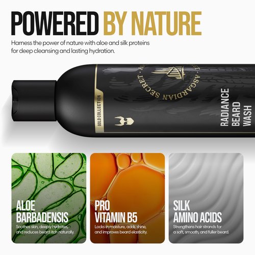 The Beard Struggle Radiance Beard Wash – Gold Collection, Asgardian Secret – Cleanse, Nourish & Soften – Beard Cleanser for Men (8 fl oz)