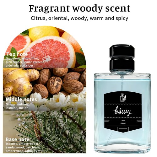 C. Bleu Men's Eau de Parfum - Long Lasting Aromatic Woody Cologne with Grapefruit & Mint, 3.4fl oz/100ml