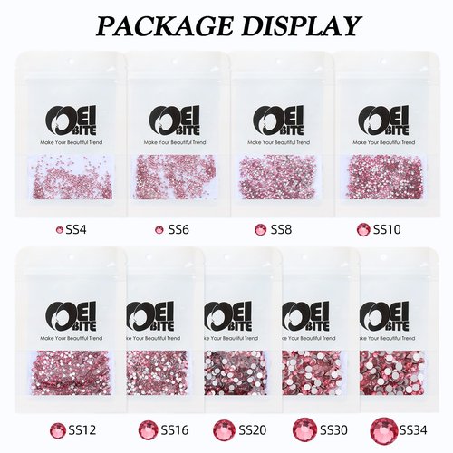 Meibite Rose Flatback Rhinestones, Glass Rhinestones for Nail Art and Craft, Glue Fix, Loose Crystal Gemstones(Rose, SS20, 1440pcs, 4.6-4.8mm)