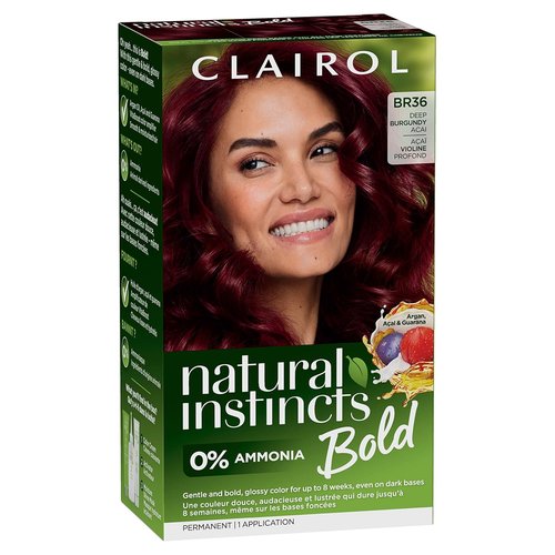 Clairol Natural Instincts Bold Hair Dye - BR36 Deep Burgundy Acai Color | Single Pack