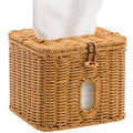 Hordely Facial Clean Skin Club Face Towels Holder for Bathroom, Plastic Rattan Disposable Face Towel Holder, Farmhouse Style for XL Face Towels Box Basket with Lid, Light Brown
