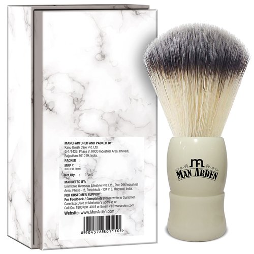 Man Arden Royal White Premium Shaving Brush With Ultra Soft & Absorbent Bristles & Long Handle | Cruelty Free | For A Smooth Shave