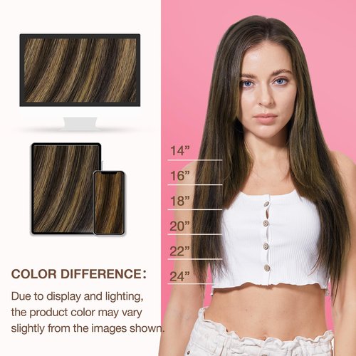 GOO GOO Genius Weft Hair Extensions Human Hair, Sew In Hair Extensions Rooted Remy Weft, 2/6/2 Balayage Dark Brown to Chestnut Brown 14inch 40g, Hand Tied Weft Hair Extensions