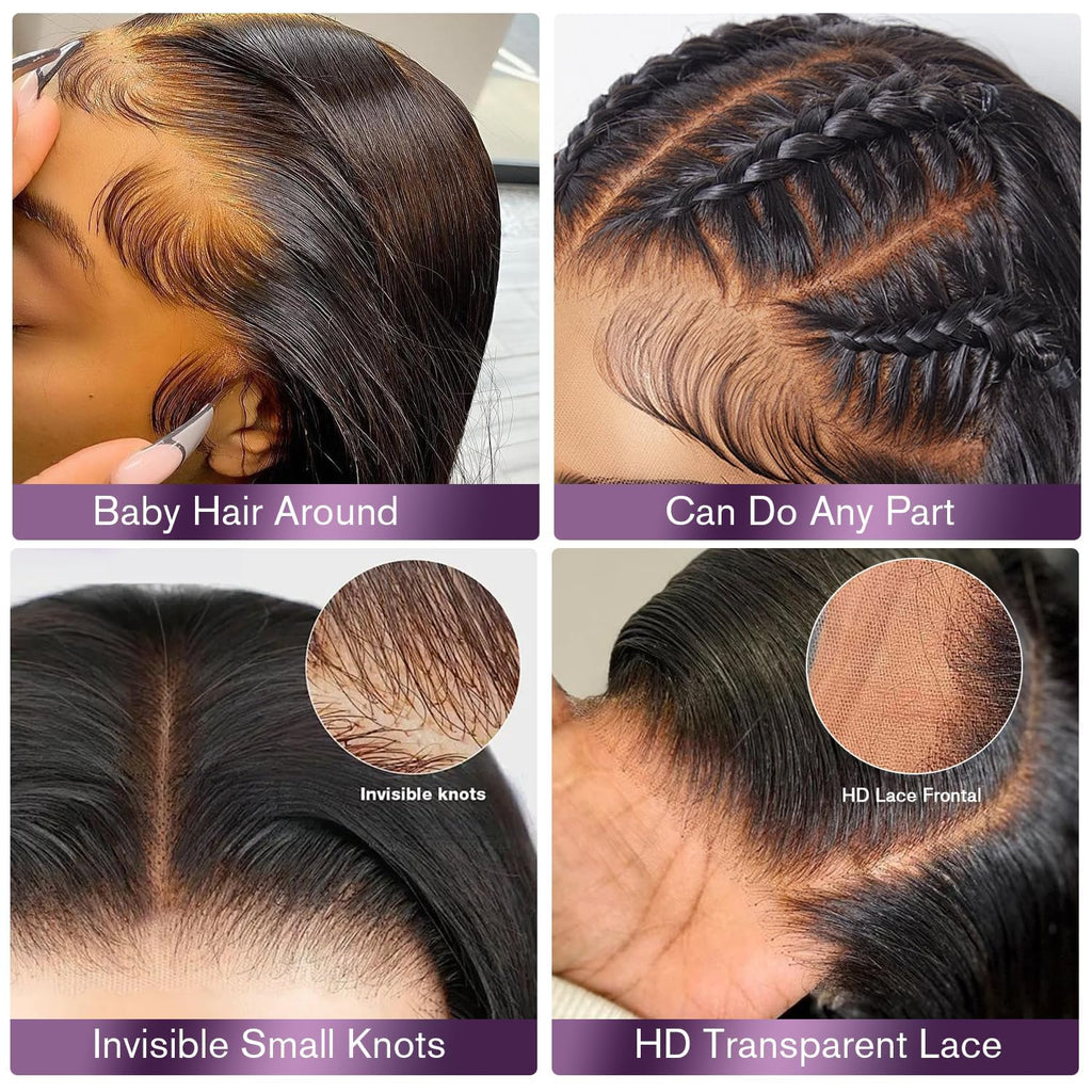 VNFM 8inch Bob Wig Human Hair Short Body Wave Lace Front Wigs Human Hair 13X4 HD Lace Frontal Wig Human Hair Pre Plucked Bob Wigs for Women