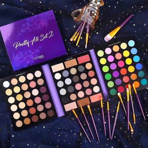 UCANBE 86 Colors Nude Eyeshadow Palette - Highly Pigmented Waterproof Makeup Set with 15 Brushes